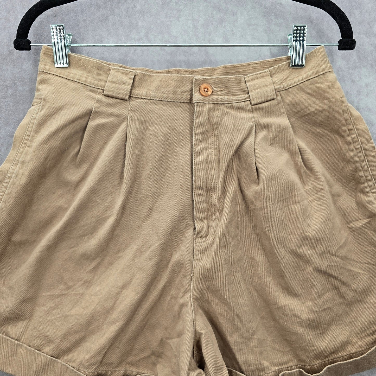 Liz Claiborne Tan Flat Front Bermuda Cotton Petite Bottoms Pants Shorts 12