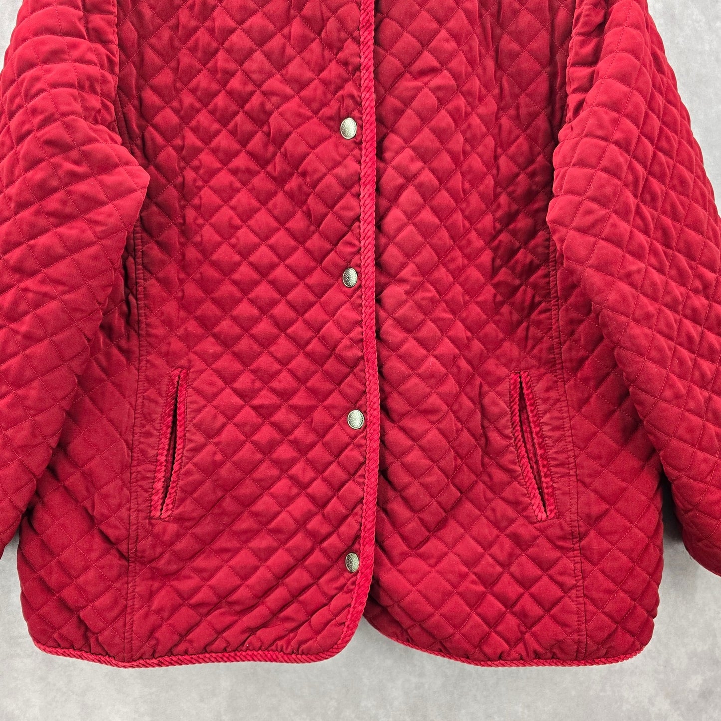 Gallery Red Quilted Plaid Snap Button Coat Parka Puffer Jacket Extra Large XL