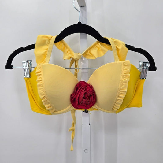 Disney Bell Rose Yellow Padded Swimwear Bra Tie Back Costume Underwire Size S/M