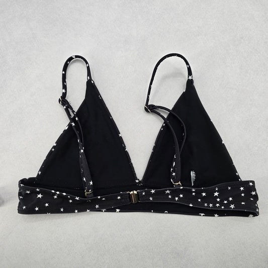 Black White Stars Active Sports Beach Bra Bikini Bralette Swim Top S Small