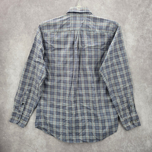 Dockers Gray Plaid Button Down Work Western Long Sleeve Cotton Shirt Small