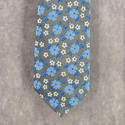 Nautica Blue Gray White Floral 100% Polyester Executive Men's Neck Tie