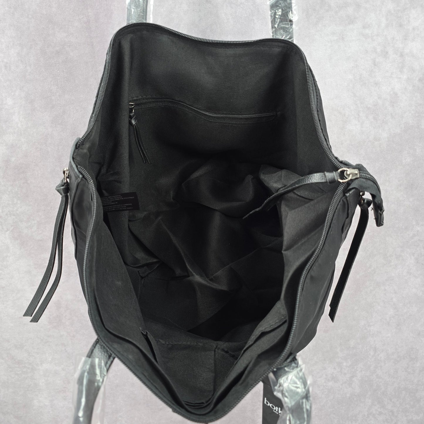 Botkier Bond Nylon Black Zipper Tassel Large Tote Purse Shoulder Bag