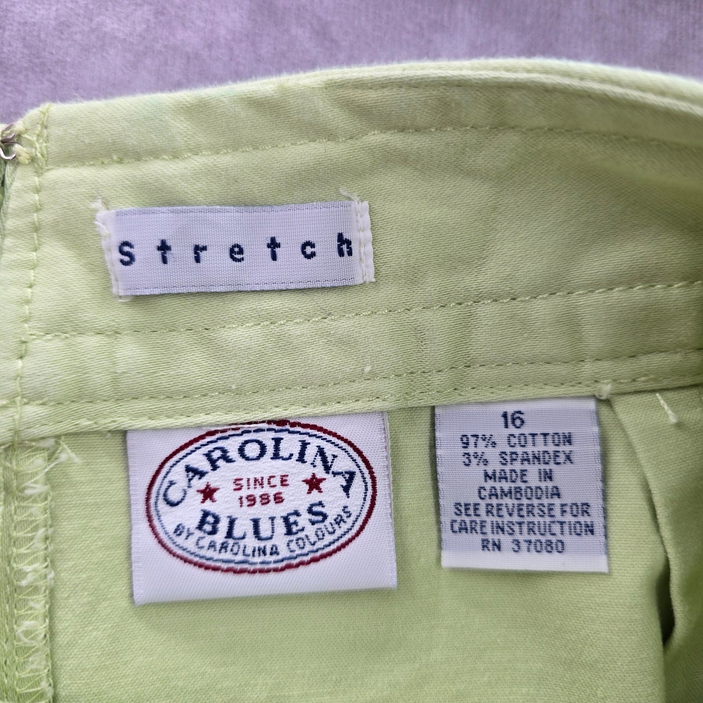 Carolina Blues Green Stretch Cotton Short Mini Skirt Plus 16