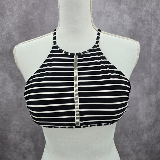 Xhilaration Black White Stripe Padded Crisscross Bikini Top Swimwear Medium