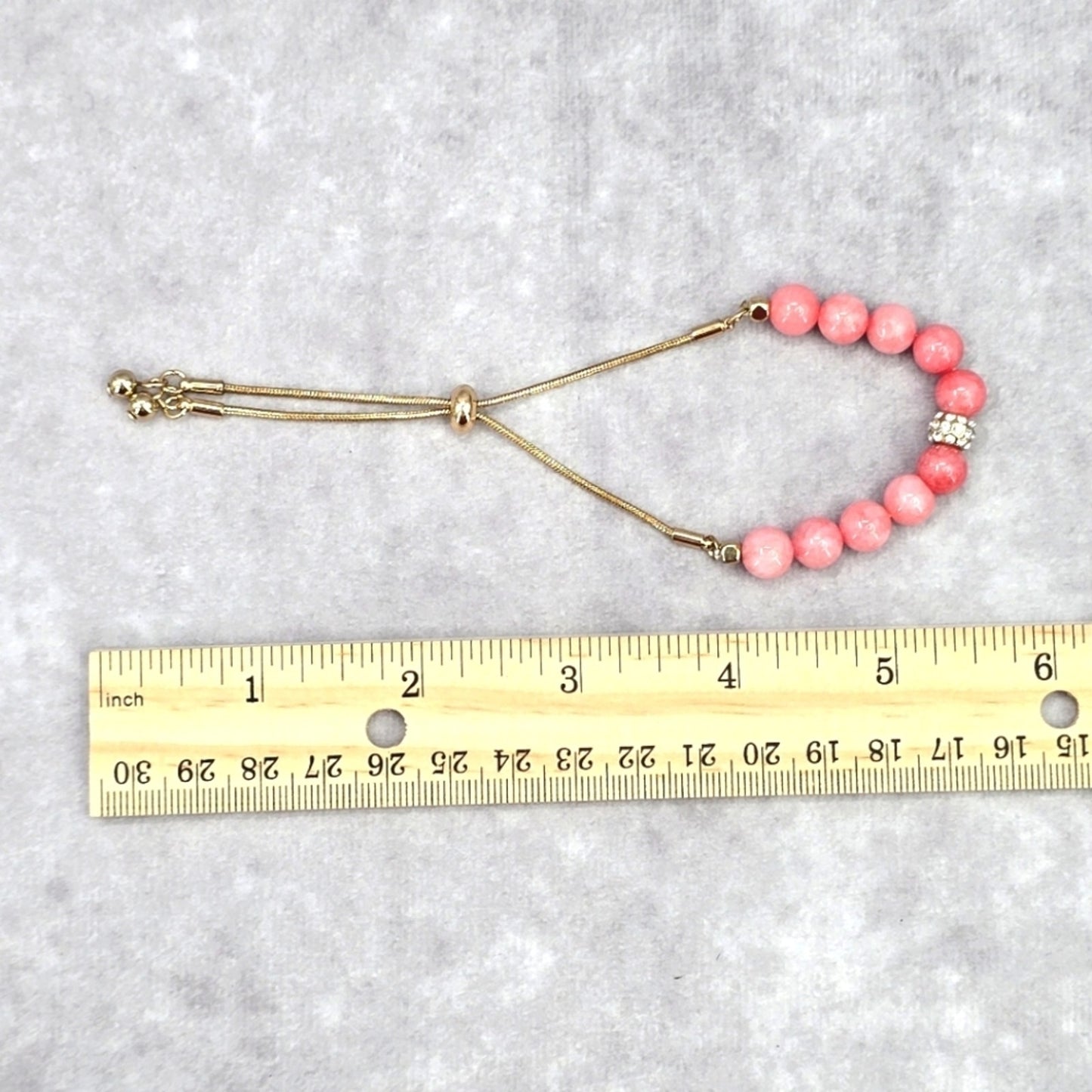 Pink Gold Rhinestone Chain Bead Bracelet Fashion Jewelry NWT JB2-28
