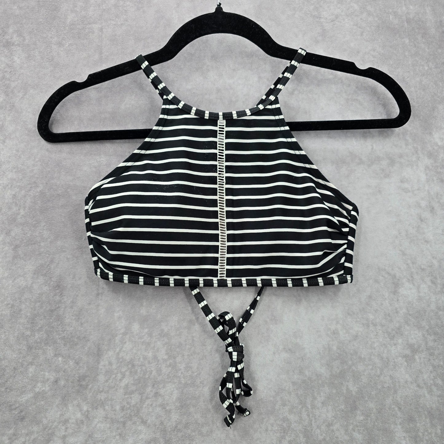 Xhilaration Black White Stripe Padded Crisscross Bikini Top Swimwear Medium
