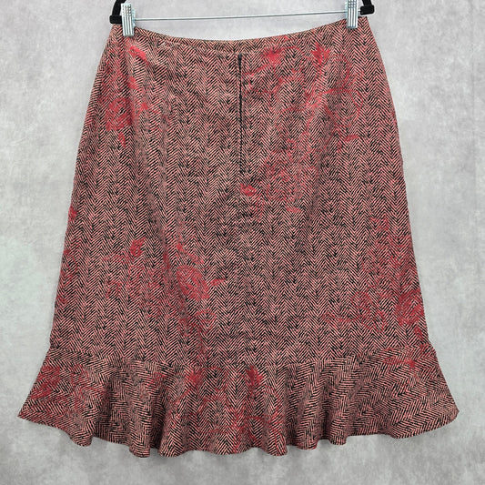 Sheri Martin Vintage Pink Black Flare Floral Knee Length Short Plus Skirt 14