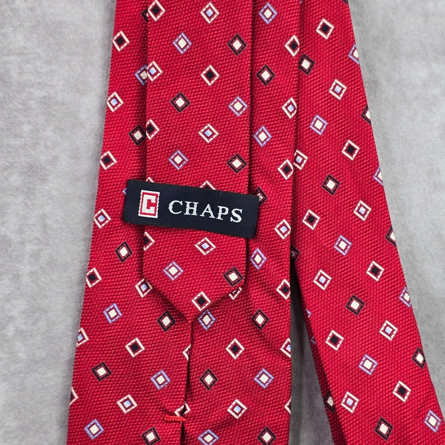 Chaps Red Blue White Diamond Geometric Silk Executive Holiday Neck Tie Men's