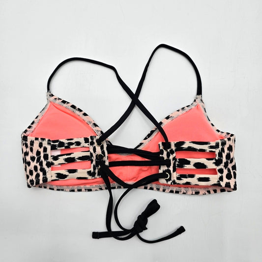 Xhilaration Black Orange Animal Print Bikini Tops Swimwear Swimsuit Small