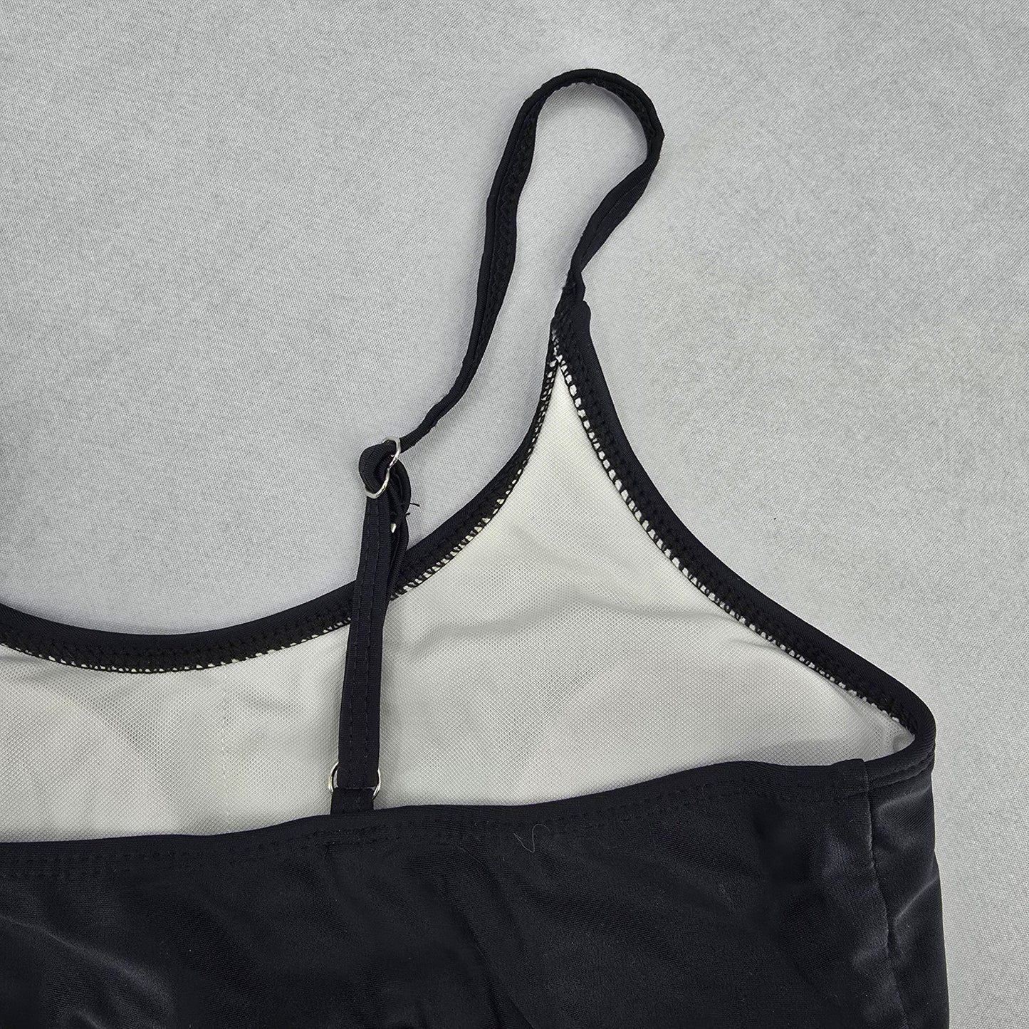 Black Padded Y2K Classic Pull On Swim Sports Bra Beach Bikini Top M Medium