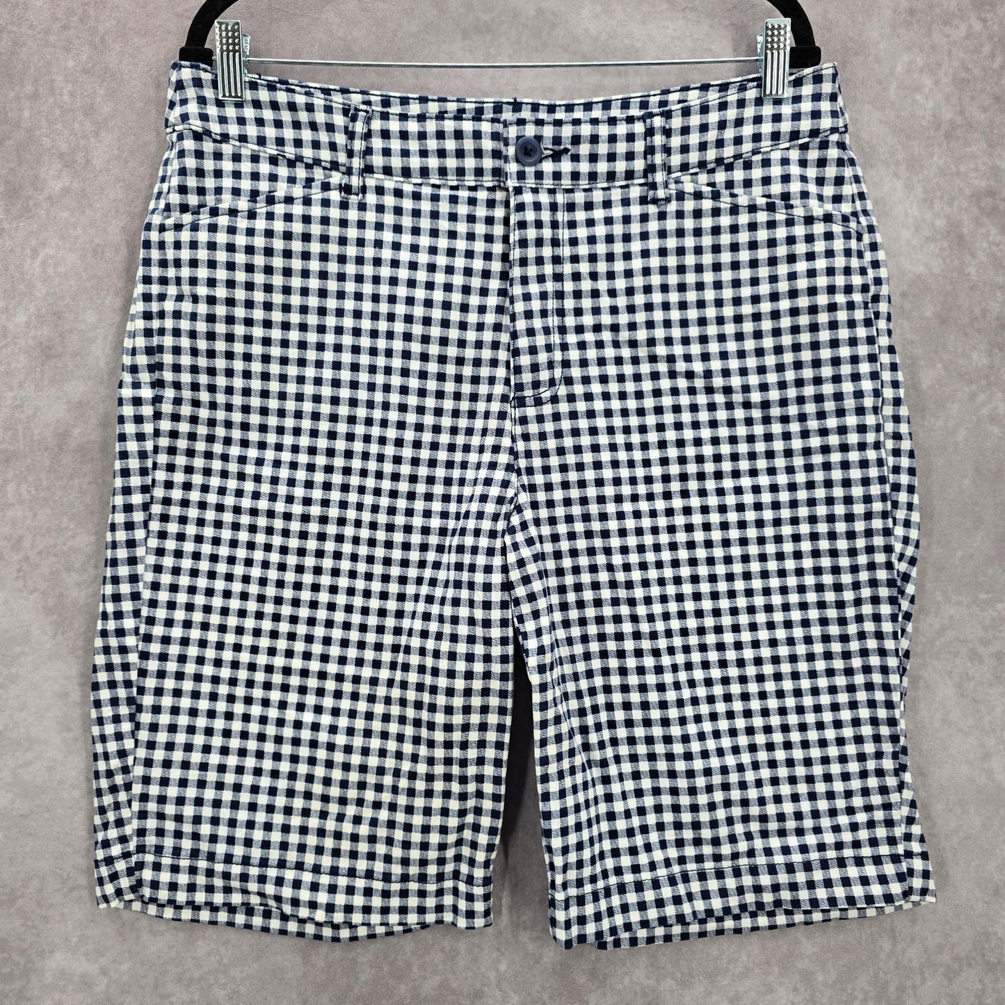 St Johns Bay Blue Plaid Stripe Chino Bermuda Preppy Pants Shorts Cotton 14