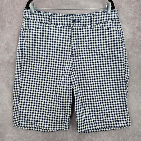 St Johns Bay Blue Plaid Stripe Chino Bermuda Preppy Pants Shorts Cotton 14