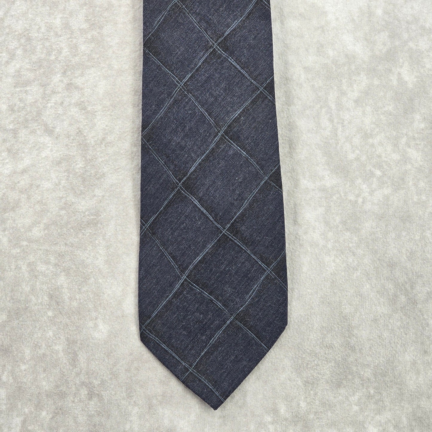 Hugo Boss Blue White Plaid Tartan Executive Wool Viscose Silk Neck Tie Men's