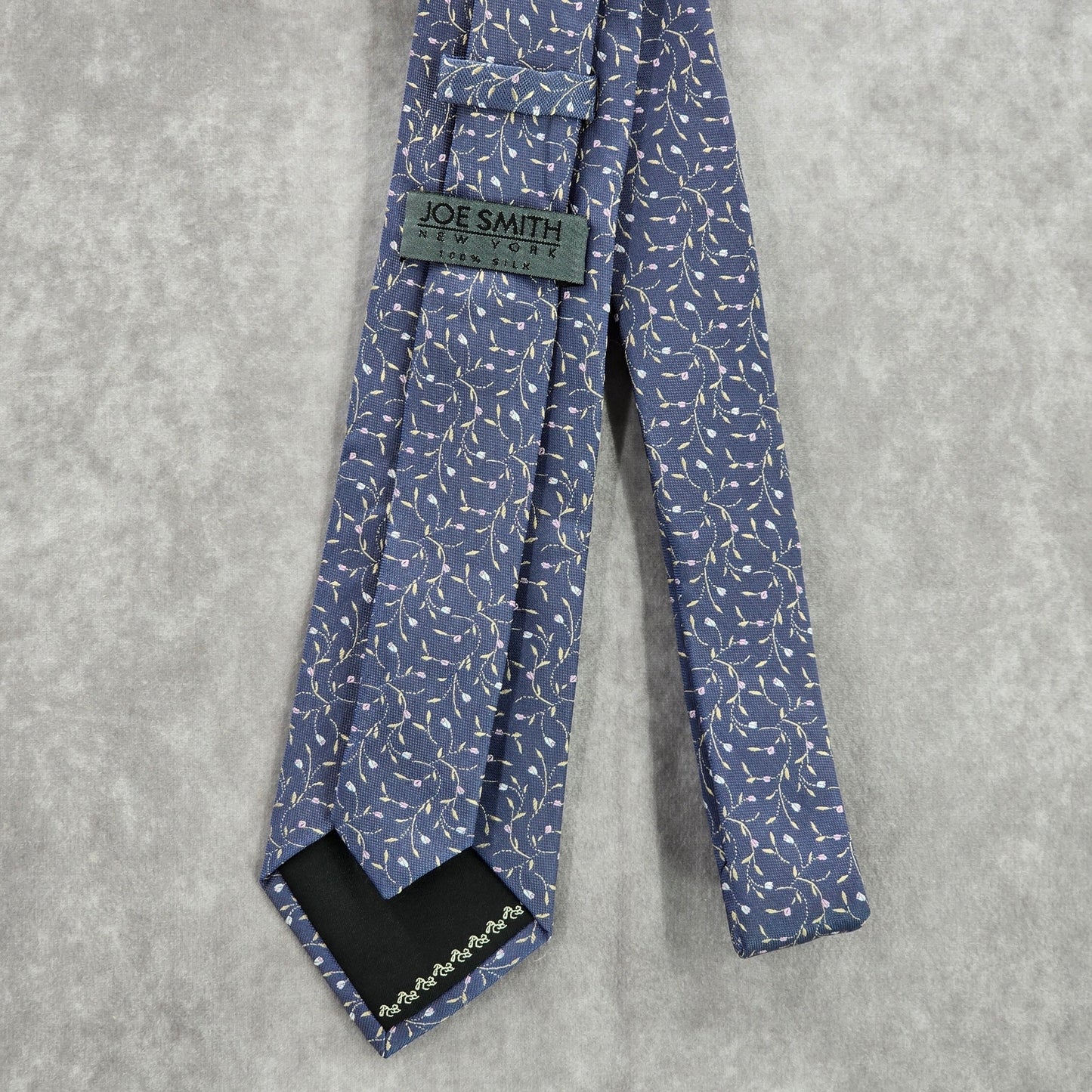 Joe Smith New York Purple Silver Floral Geometric Executive Silk Men's Neck Tie