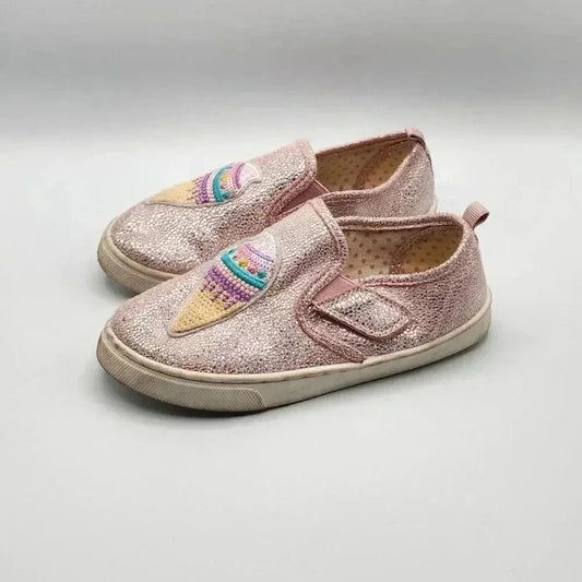 Wonder Nation Toddler Girl Ice Cream Casual Pink Glitter Sneaker Size 12