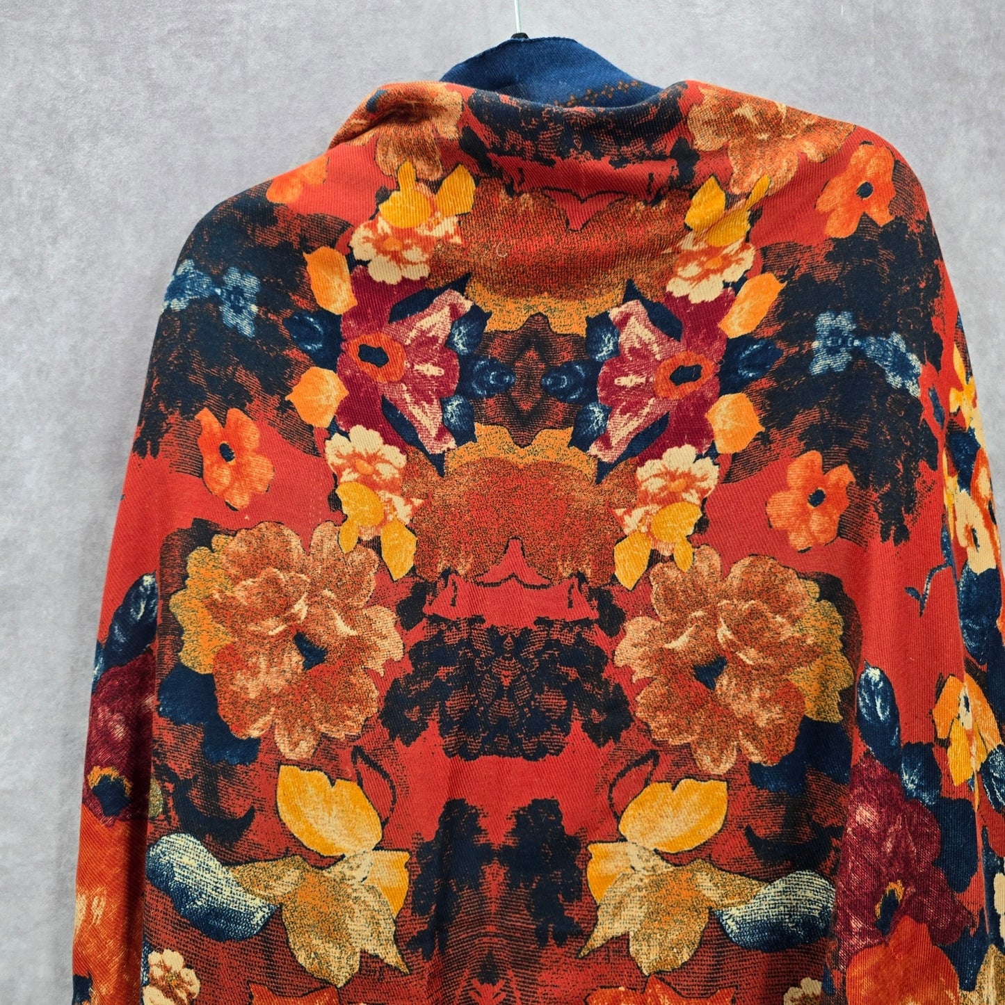 H&M Blue Orange Floral Square XL Wrap Hijab Dupatta Shawl Scarves Scarf