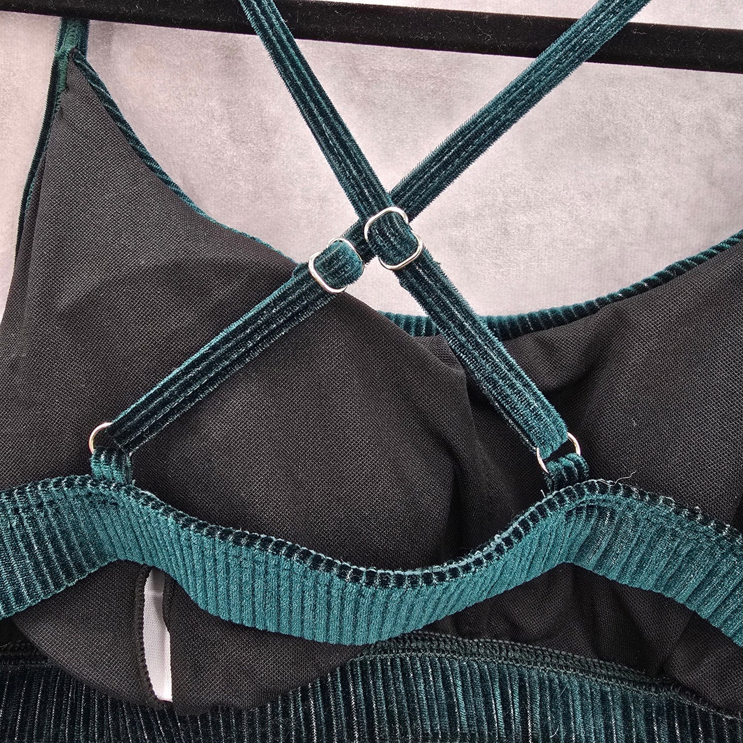 Shein Green Ribbed Crisscross Back Adjustable Strap Padded Bikini Tops 1XL