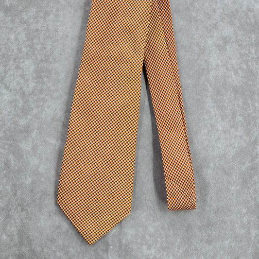 Faconnable Orange Blue Plaid 100% Silk Executive Corporate Men's Neck Tie