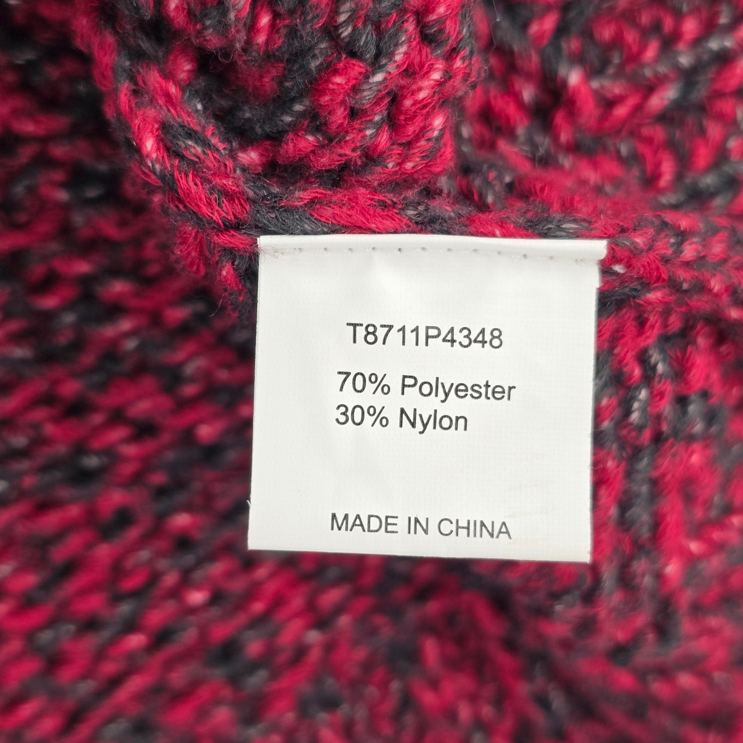 Tart Red Black Long Sleeve Zipper Back Pullover Knit Sweater Cardigan Small