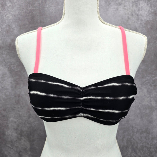 Xhilaration Black White Pink Padded String Adjustable Bikini Top Swimwear Medium