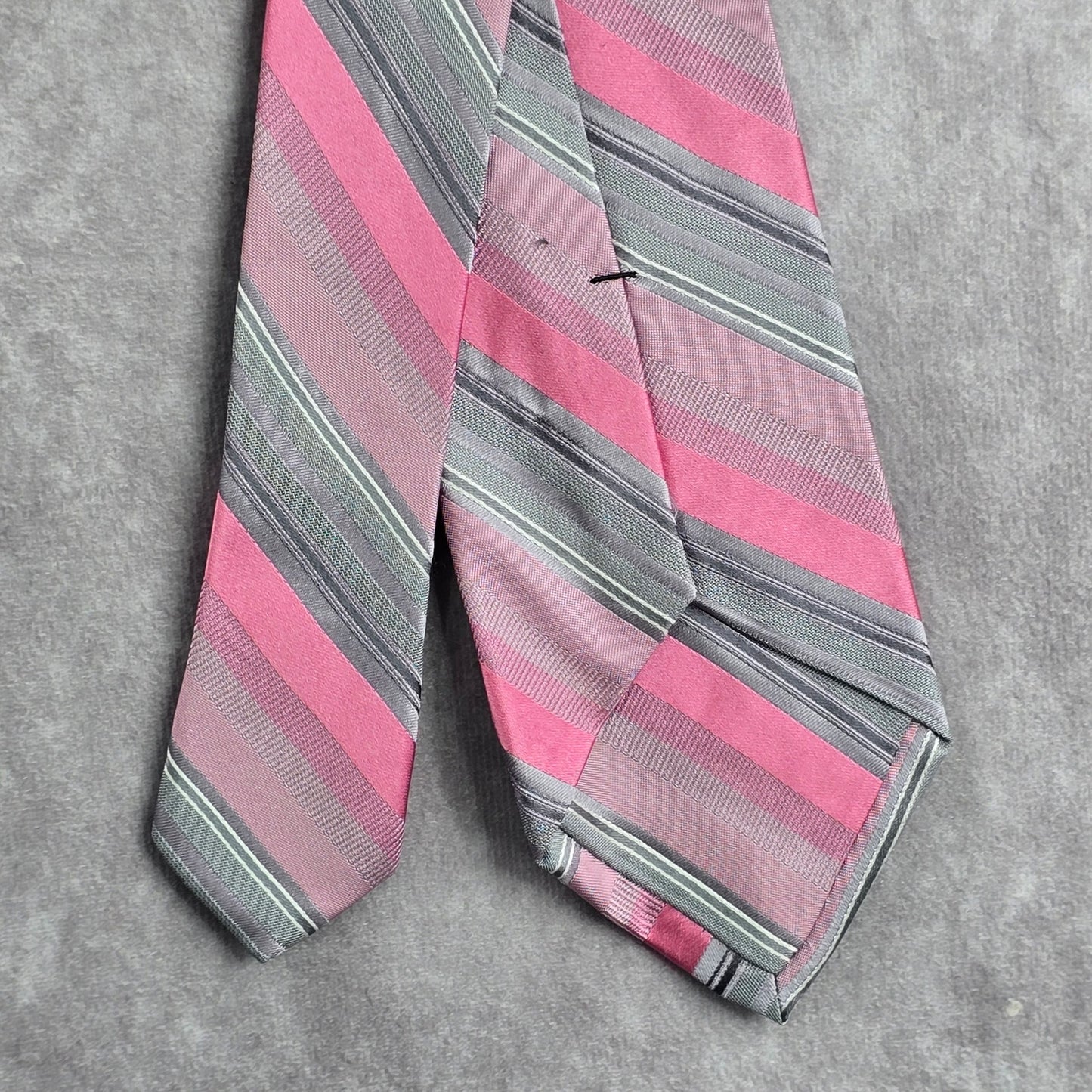 Calvin Klein Pink Gray Stripe 100% Silk Men's Neck Tie NWOT
