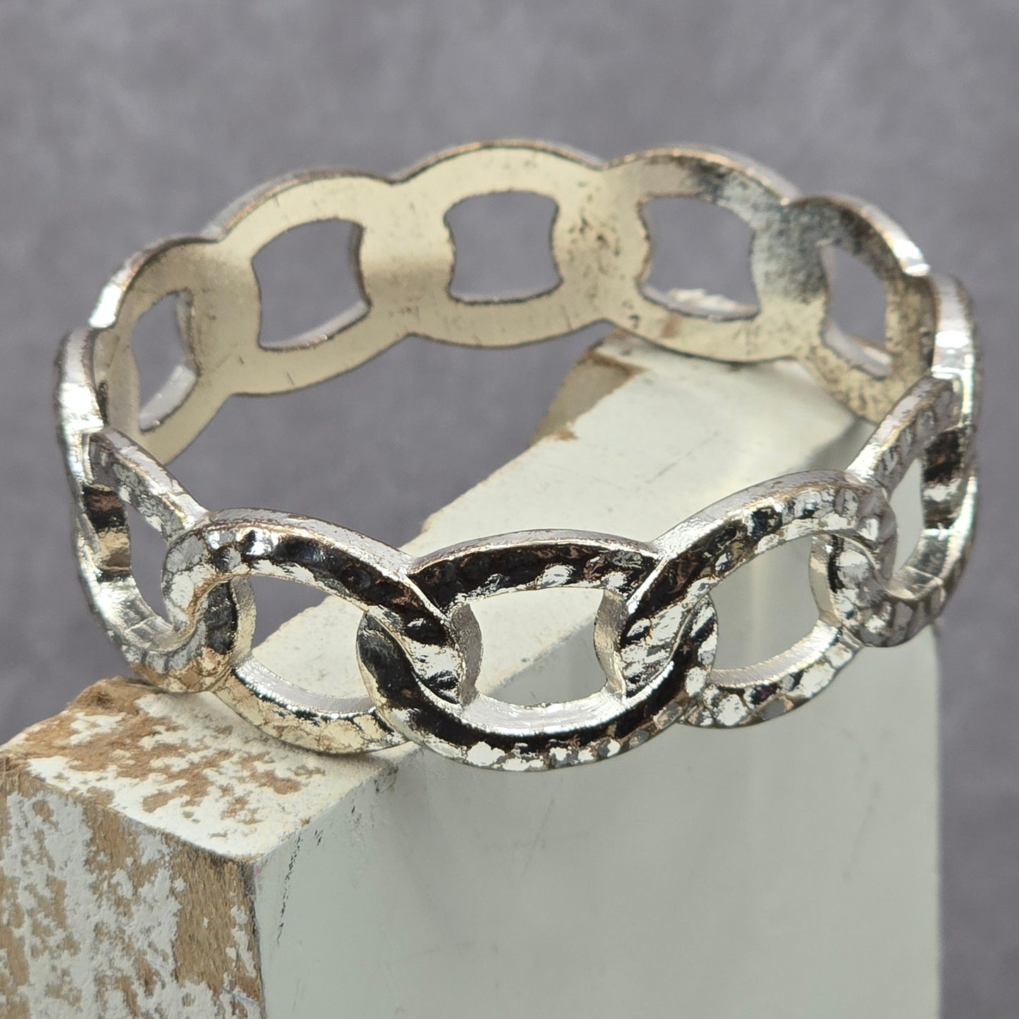 Zara Silver Chain Circle Link Metal Bracelet Fashion Costume Jewelry NWOT JB4-10