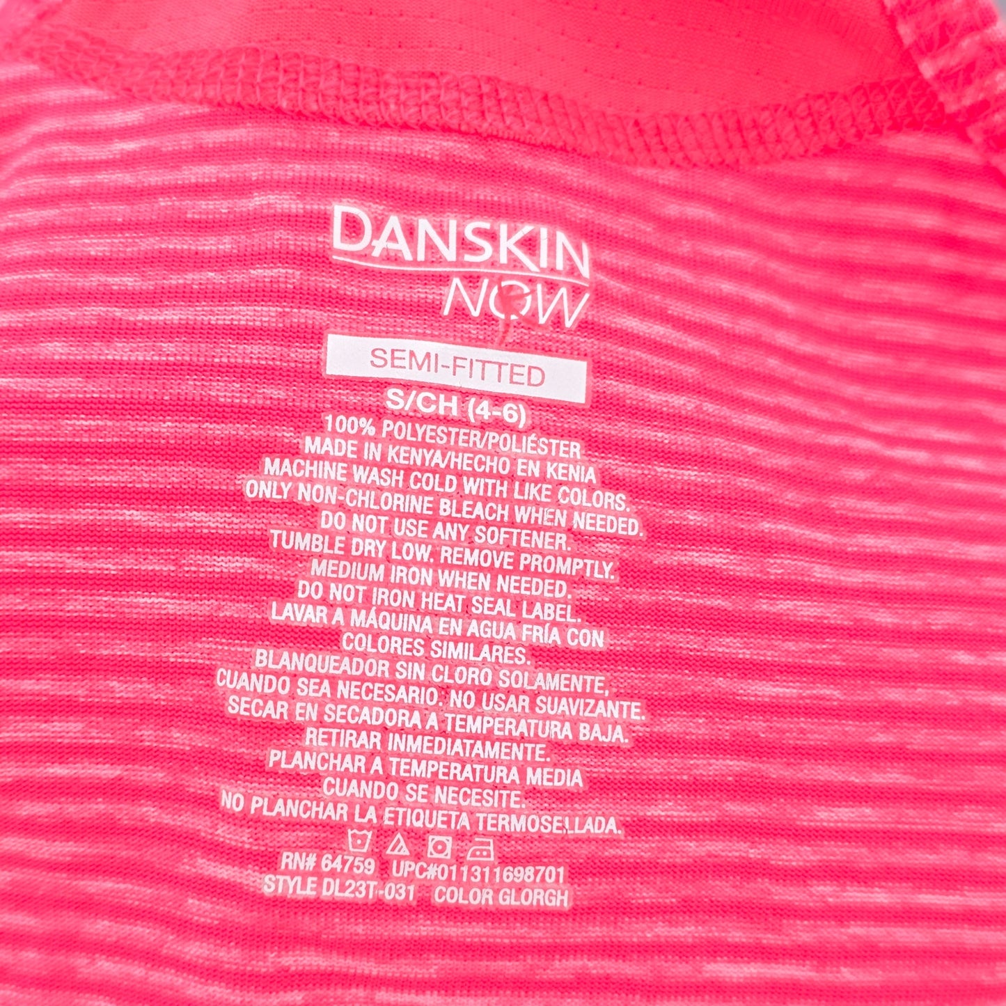 Danskin Now Pink Semi Fitted Stripe Activewear Racerback Tank Top Small