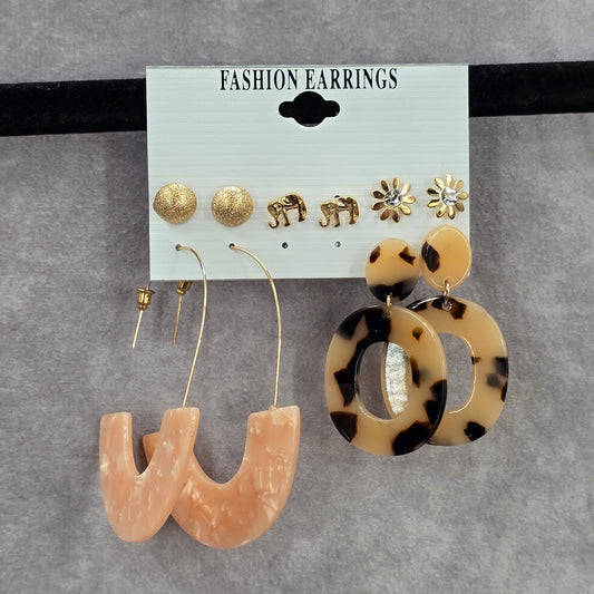 Pink Gold Stud Resin Hook Long Boho Dangle Fashion Jewelry Earrings NWT JB2-63