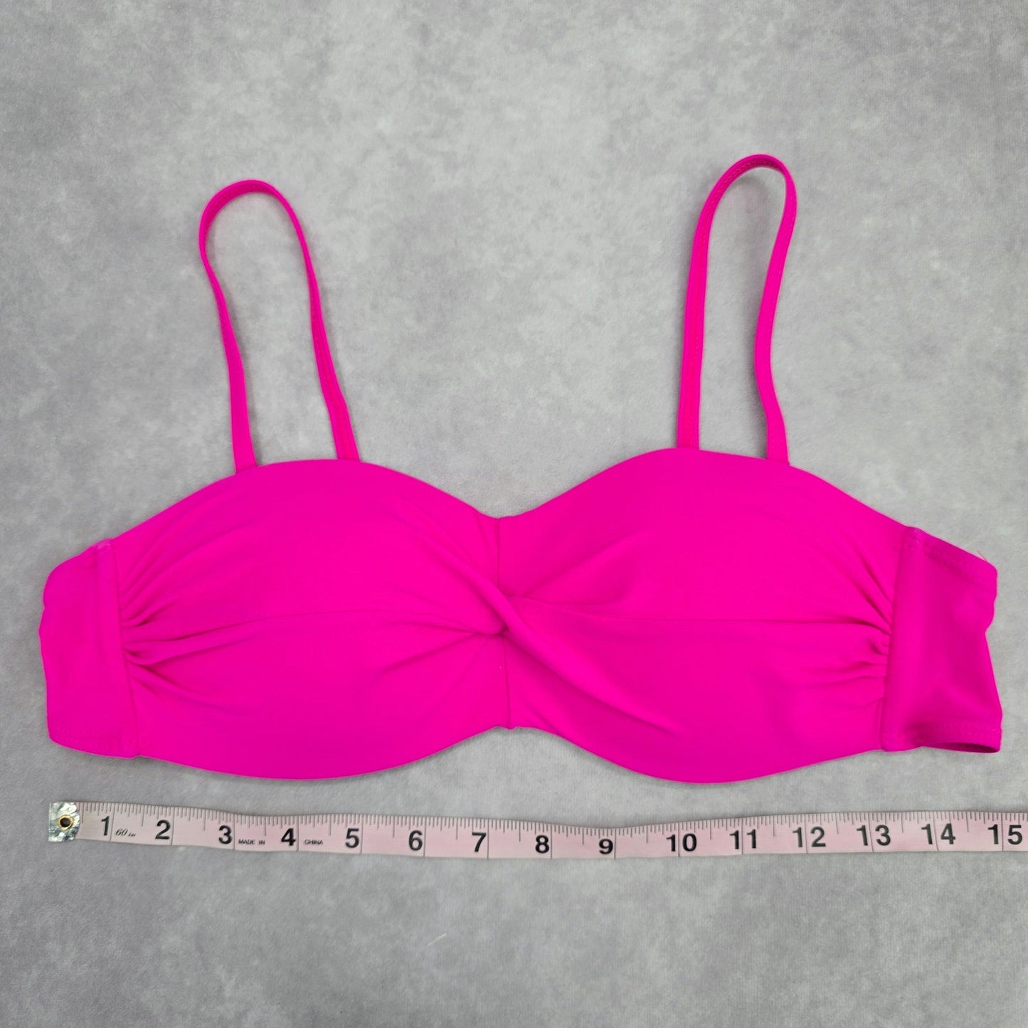 Shein Pink White Crisscross Padded Adjustable Clasp Bikini Top Swimwear Large