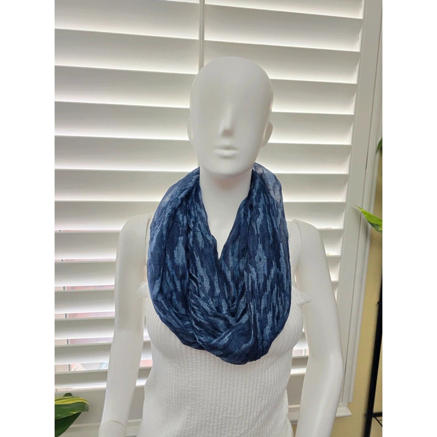 Navy Blue Patterned 90s Y2K Infinity Scarf OSFM