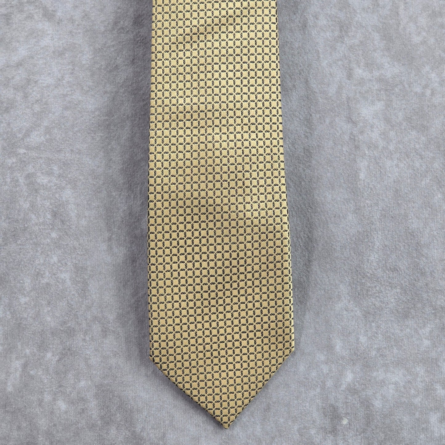Zeke Gold Gray Geometric Square Silk Executive Neck Tie Men's