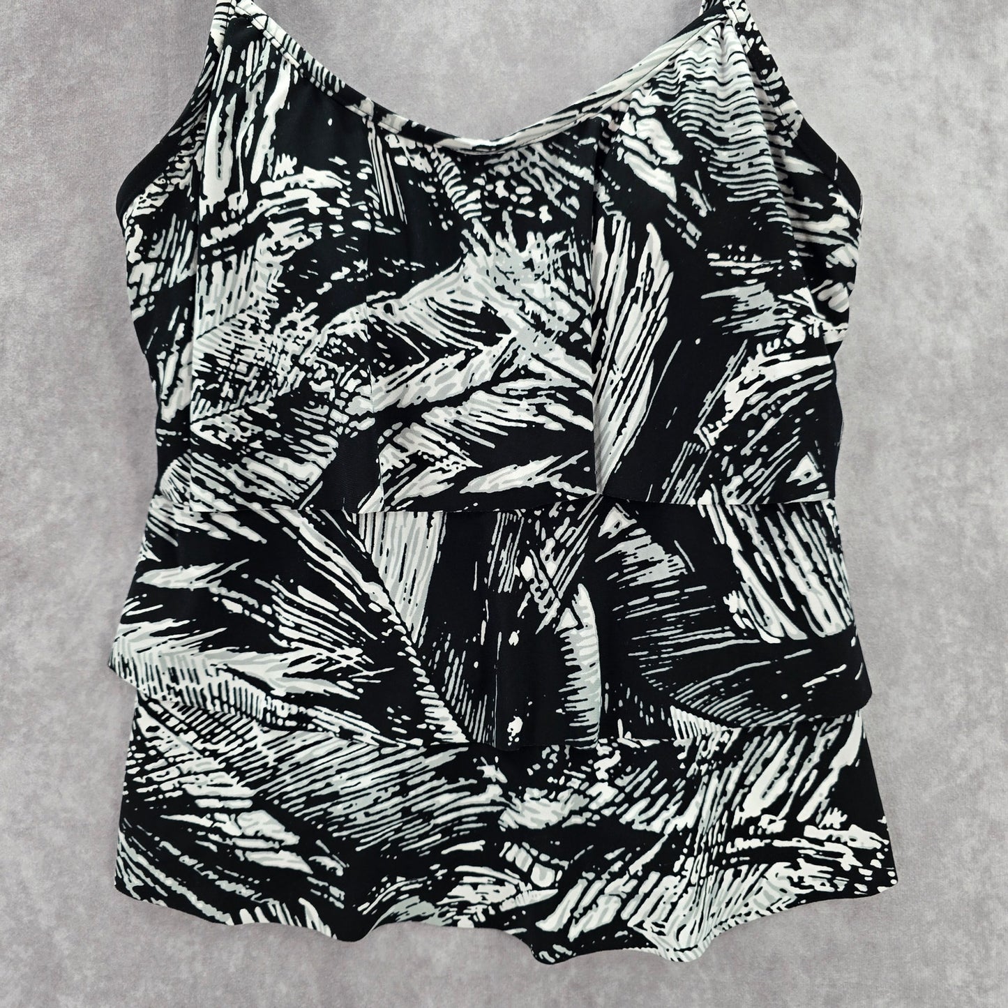 Jamaica Bay Black Ruffle Floral Padded Swimwear Tankini Tank Top Medium M 10