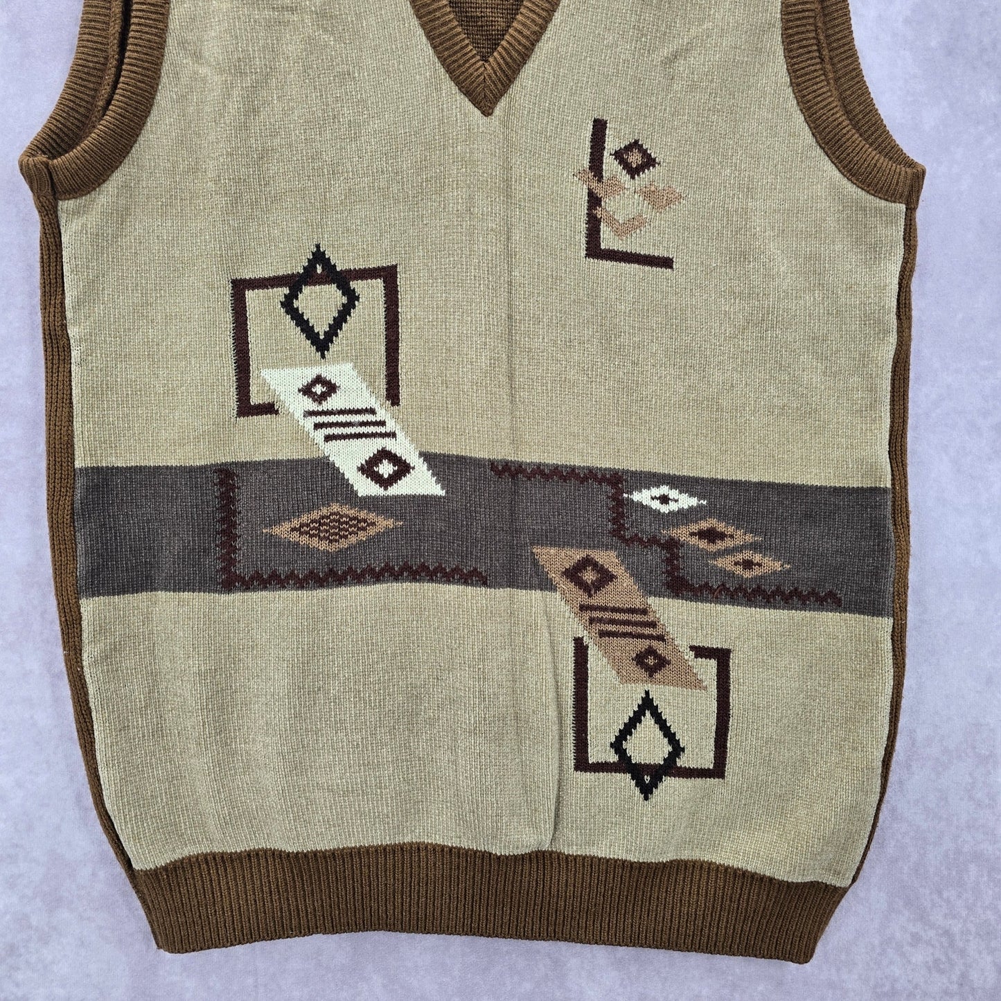 Lcooltex Brown Western Tribal Sleeveless Vintage Y2K Knit Wear Vest Extra Large