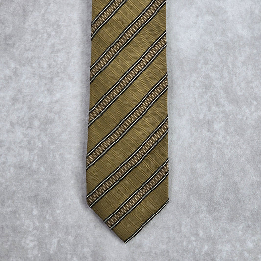 Joseph Abboud Italy Stripe Brown Black Repp Executive Silk Neck Tie Men's