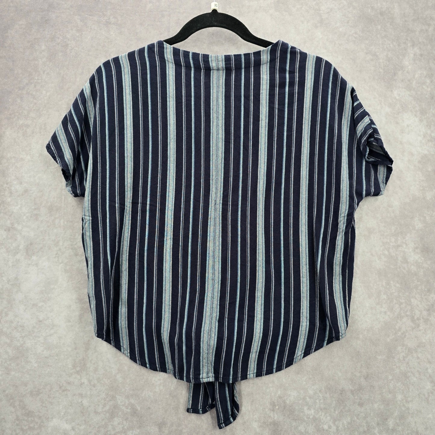 Universal Thread Blue Stripes Tie Front Button Down Top Blouse Size XS