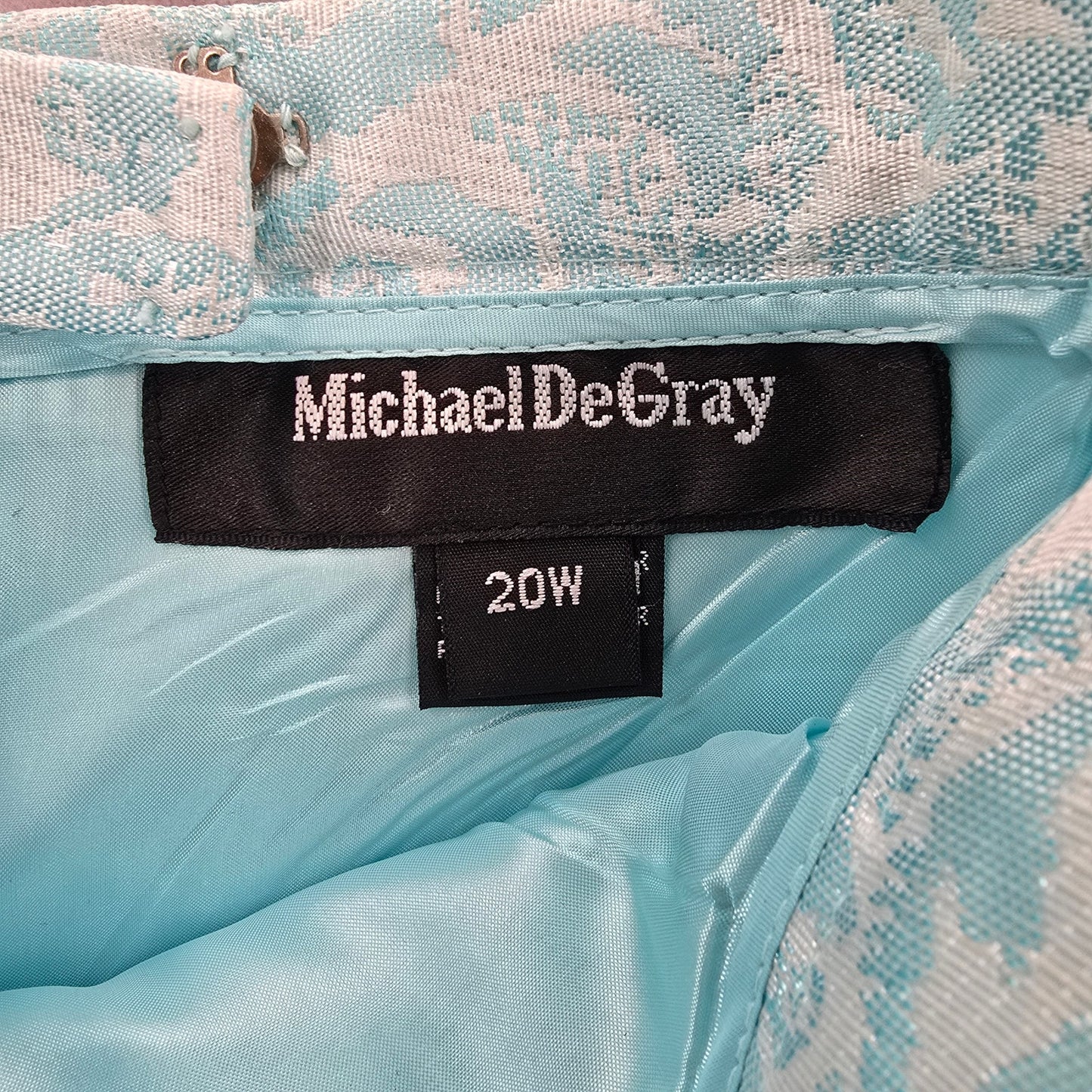 Michael DeGray Blue White Floral Midi Length Skirt Plus 20W