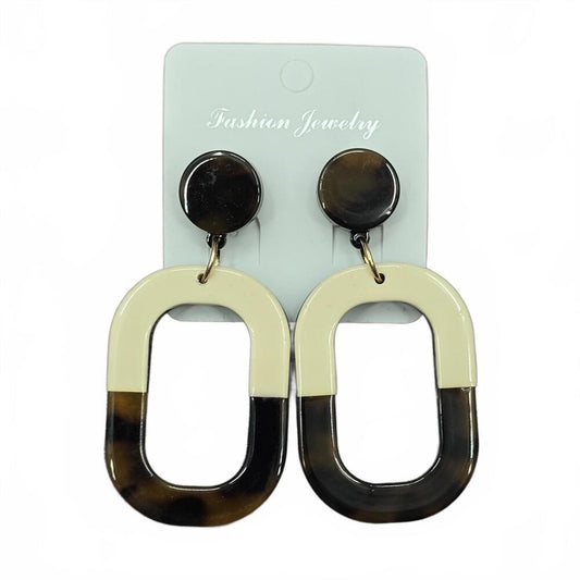 Brown Cream Long Dangle Dual Drop Earrings Fashion Jewelry JB1-04