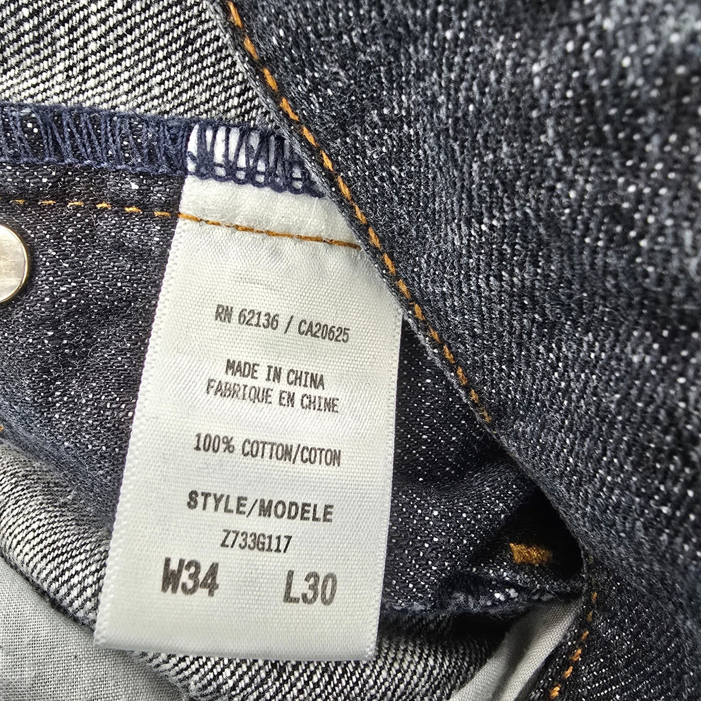 G by Guess Marlon Low Straight Button Fly 34x30 Cotton Denim Jeans Pants Bottoms