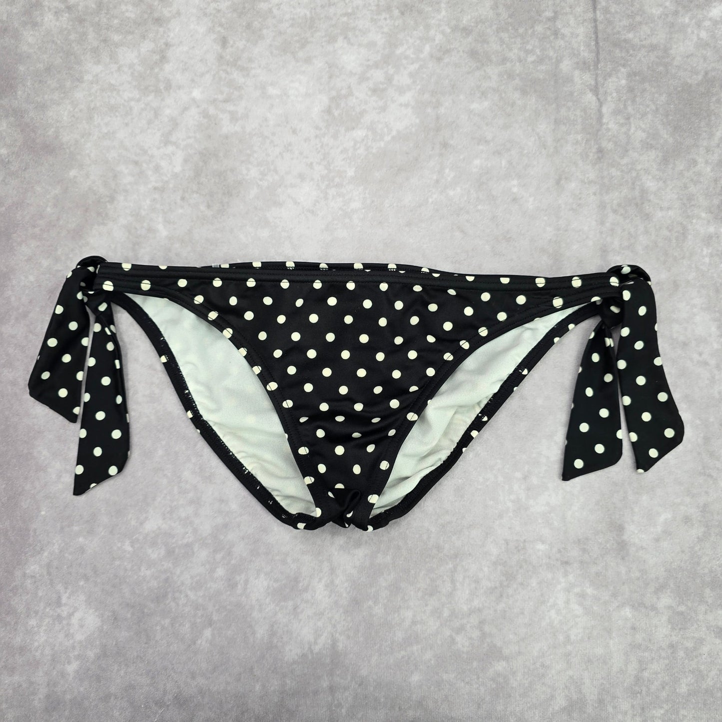 Billabong Black White Polka Dot Tie Bikini Bottom Swimwear Medium