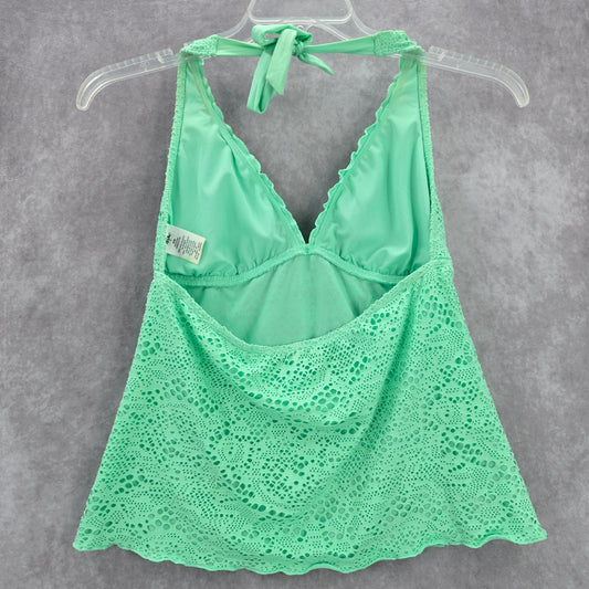 Mossimo Green Eyelet Halter Padded Swimwear Swimsuit Tankini Tank Top Medium M