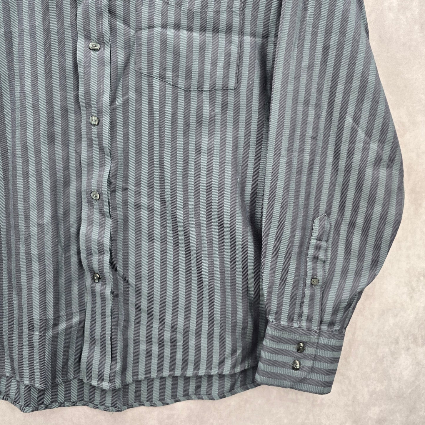 Artisti Italiani Grey Stipe Mens Work Cotton Button Down Dress Shirt XXL