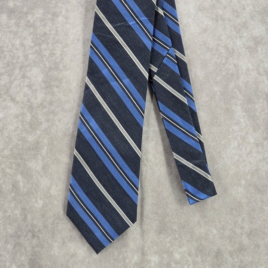 Stafford Navy Blue Silver Stripe Repp Geometric Executive Men's Neck Tie