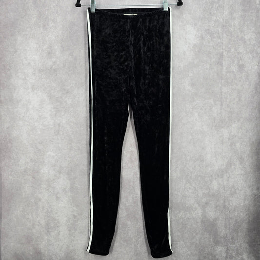No Comment Black Skinny Velour Pullon Stripe Legging Bottoms Pants S Small