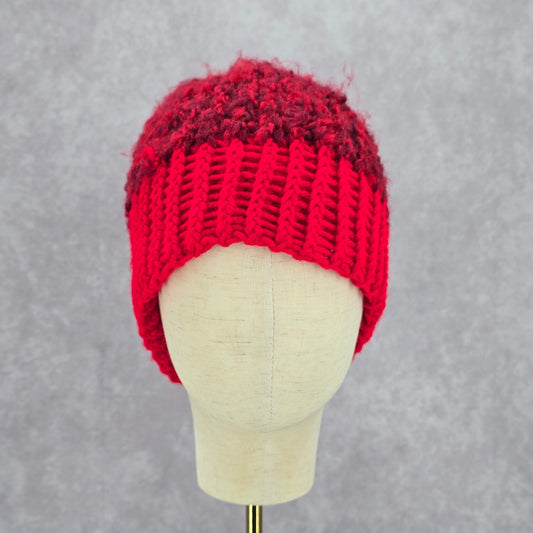 Red Crochet Knit Bucket Cap Hat Fun Vintage Y2K Funky Beanie