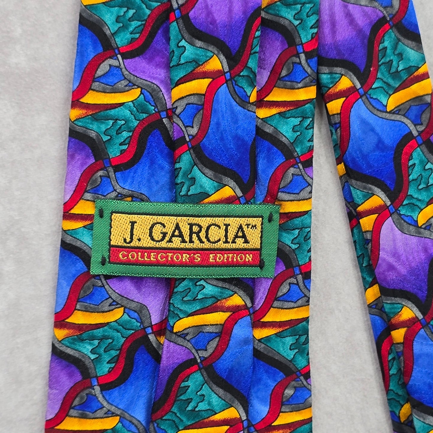 J. Garcia Purple Swirl Geometric Abstract Silk Neck Tie Men's