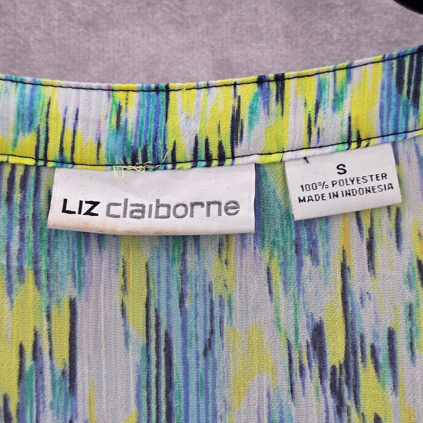 Liz Claiborne Yellow Blue Sleeveless Sheer Knee Length Spring Dress Small
