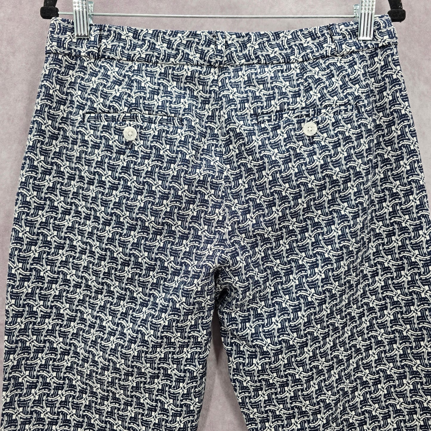 Banana Republic Navy Blue Avery Link Pattern Dress Executive Office Pants 8P