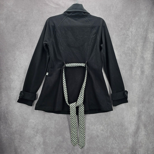 Self Esteem Black Button Belted Retro Long Sleeve Pea Coat Y2K Jacket Medium