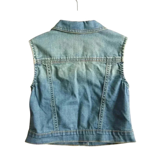 Oshkosh B'gosh Blue Snap Button Jeans Sleeveless Denim Toddler Vest Girls 5T